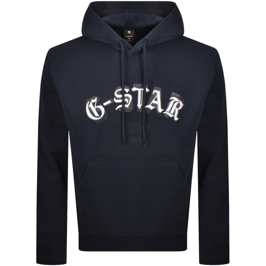 G Star Logo Hoodie Navy | Mainline Menswear us